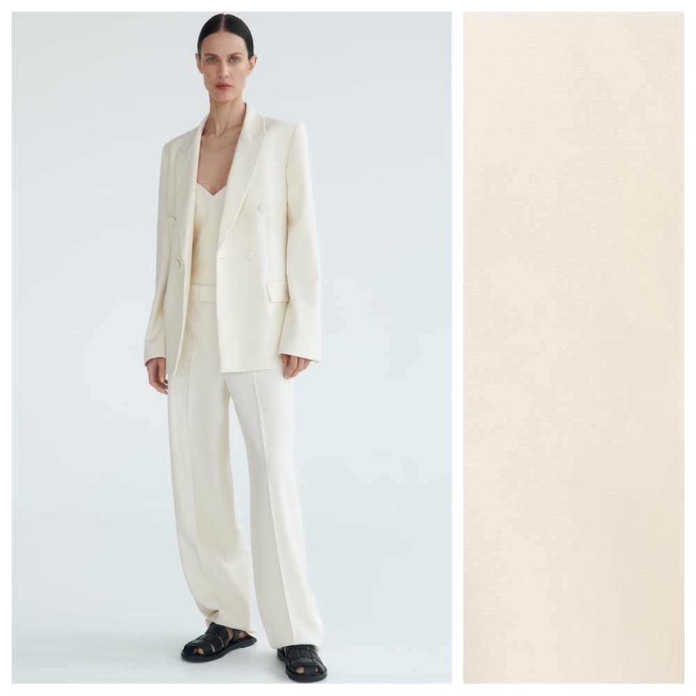 NWT. Zara Ecru Tailored Double Breasted Blazer. Size M.